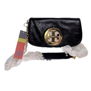 Tory Burch Black Crossbody Bag with Gold Logo